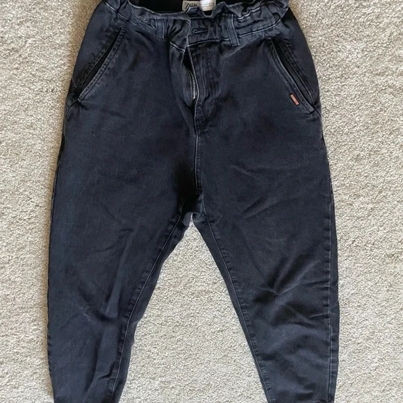 Zara high waisted women’s black baggy jeans pants elastic waist - Picture 8 of 14